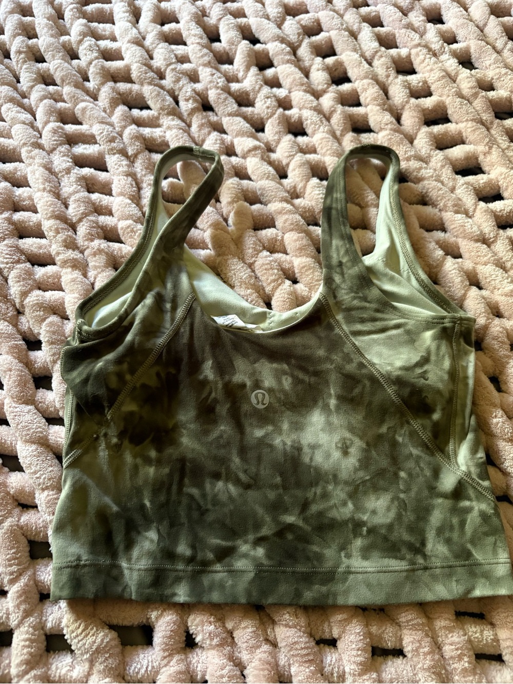Lululemon Olive Green Tie-Dye Sports Bra Crop Top